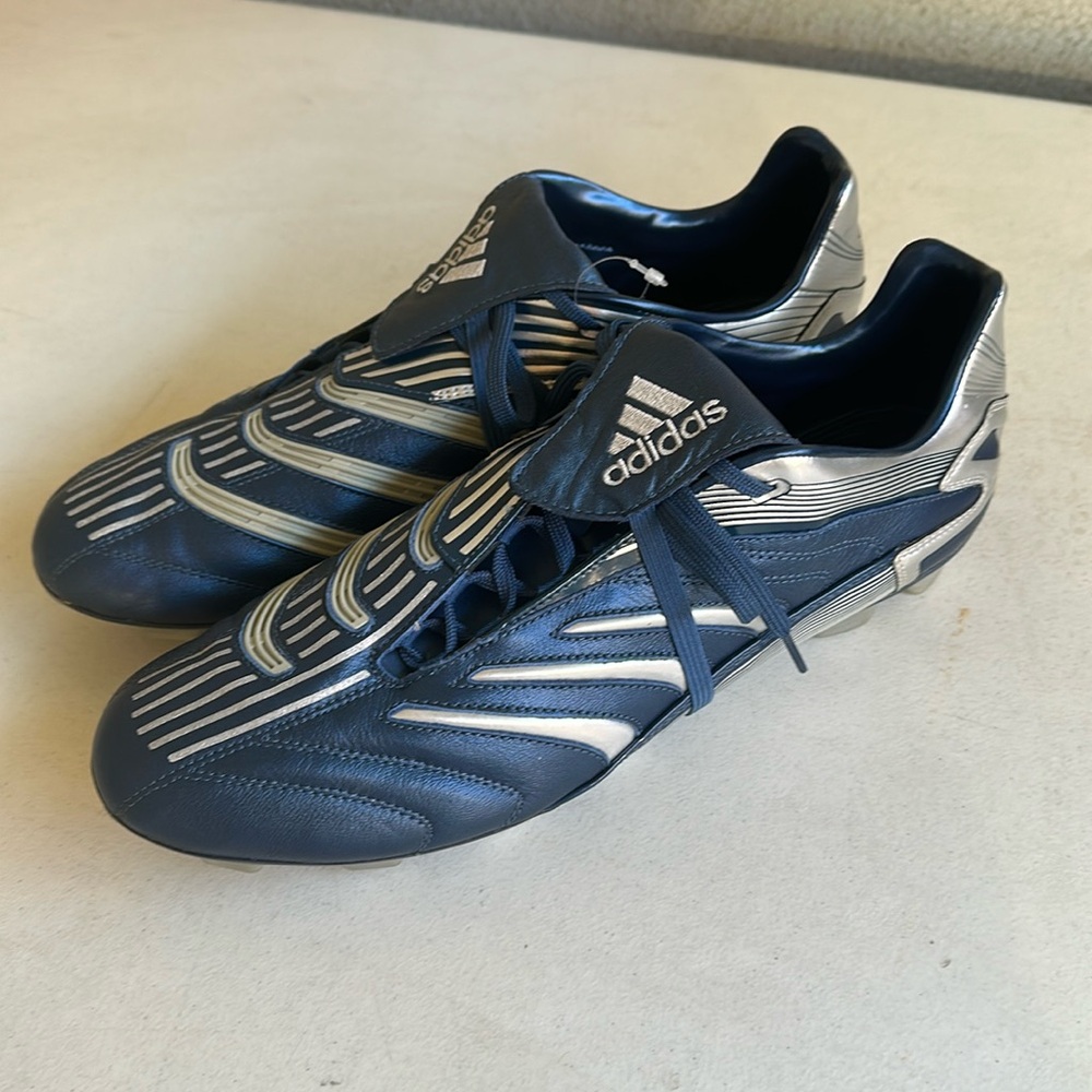 ADIDAS | Predator Blue Grey Silver Leather Football Soccer Cleats Sz 13